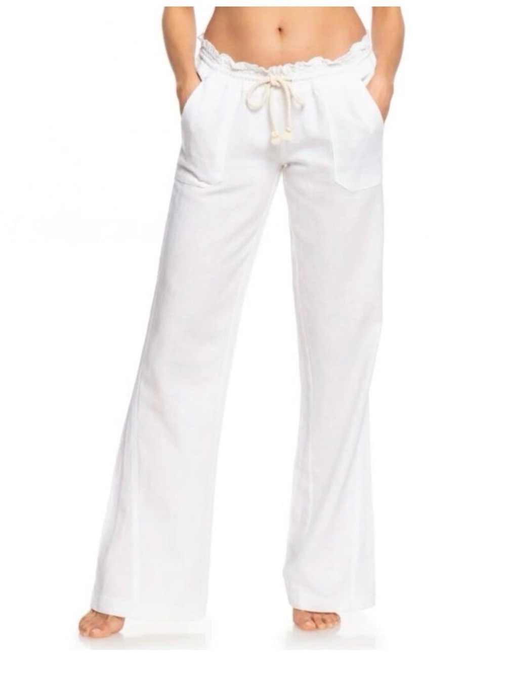 Roxy Oceanside Linen Blend Drawstring Wide-Leg Pants